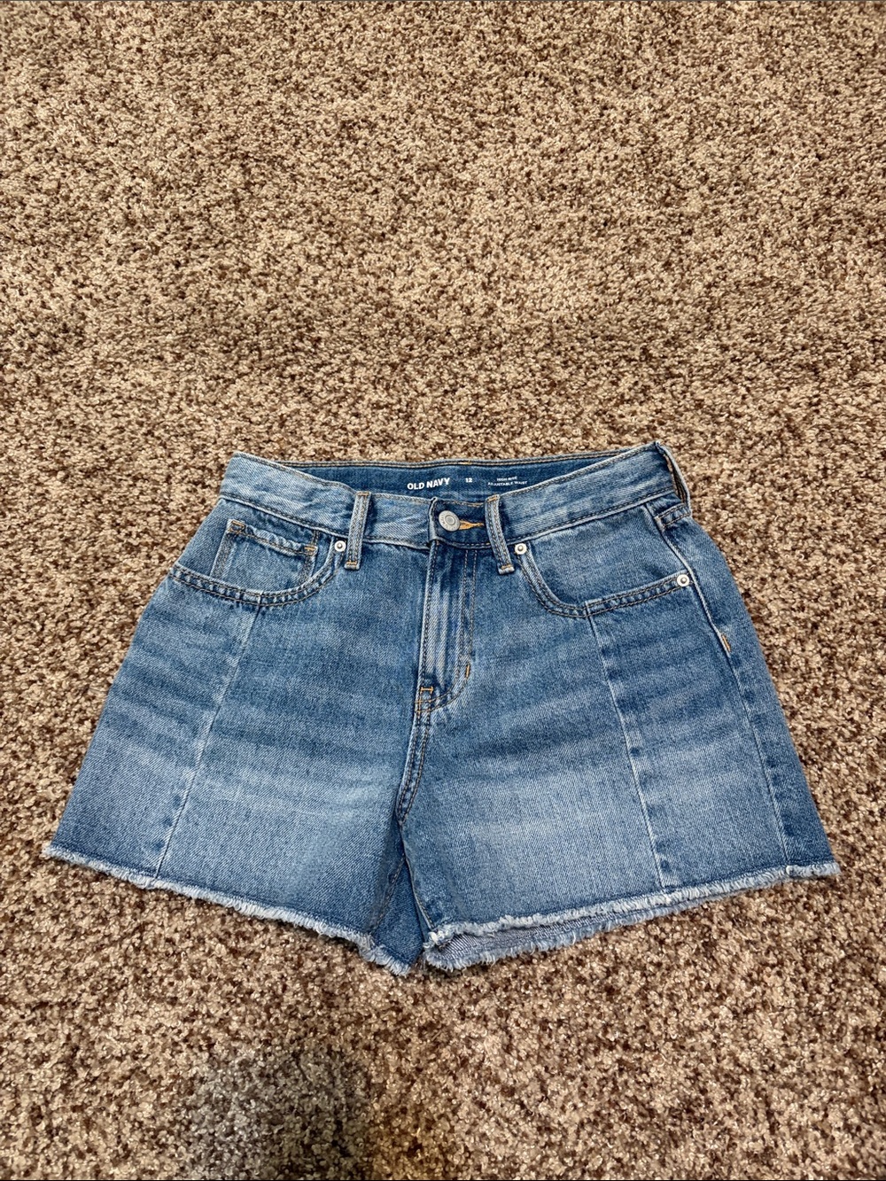 Old Navy Light Blue Denim Raw-Hem High-Rise Shorts